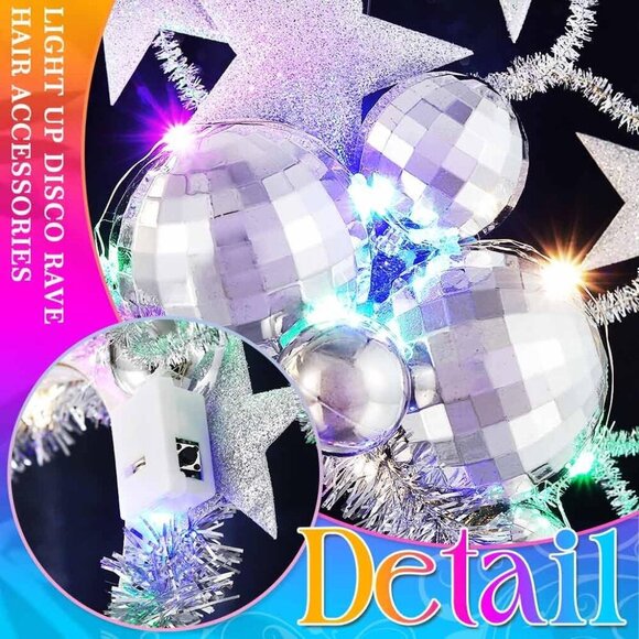 Disco Ball Headband Star LED Hair Accessories for Women Party Costume - Picture 5 of 6